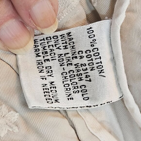 Talbots Ankle Pants Women's Size 10 Beige Tan Embroidered Flowers Cotton - Picture 5 of 11